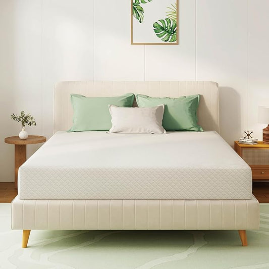 Full Size Mattress 10 Inch Green Tea Memory Foam Mattress for Cool Sleep & Pressure Relief, Medium Feel,Fiberglass Free, Bed in a Box, Removable Washable Cover, CertiPUR-US Certified