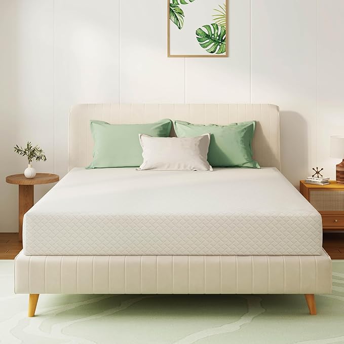 King Mattress 8 Inch Green Tea Memory Foam Mattress for Cool Sleep & Pressure Relief, Medium Feel Support,Fiberglass Free, Bed in a Box, Removable Washable Cover, CertiPUR-US Certified