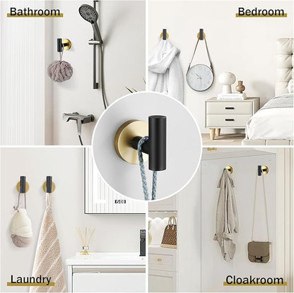 Black and Gold Towel Bar Set 6 Pieces Bathroom Hardware Accessories Set Include 19.68/23.6 in Towel Bar Towel Ring Towel Hook and Toilet Paper Holder Stainless Steel Wall Mounted
