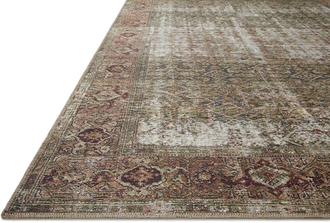 Loloi Amber Lewis Georgie Collection GER-07 Moss/Salmon 3'-0" x 12'-0", .19" Pile Height, Runner Rug
