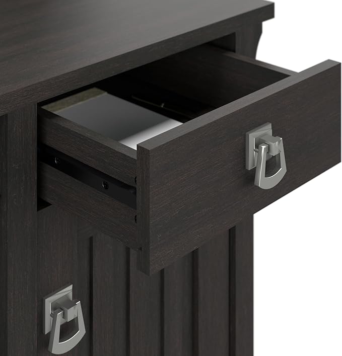 Bush Furniture Salinas Computer Desk with Hutch | Study Table with Drawers, Cabinets & Pullout Keyboard/Laptop Tray | Modern Home Office Desk in Vintage Black | Work Desk with Storage