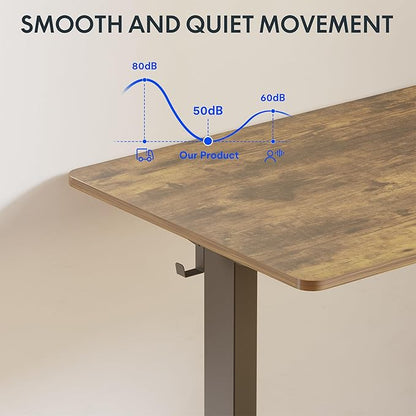 FLEXISPOT One-Piece Electric Standing Desk, 55 x 28 Inches Adjustable Desk with Seamless Desktop, Memory Controller Height Adjustment (Black Frame + Rustic Brown Desktop, 2 Packages)