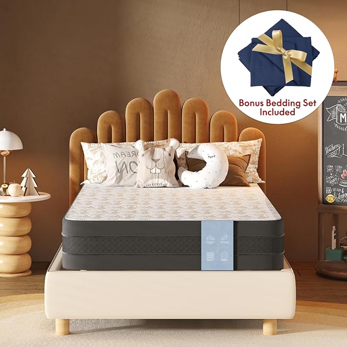 FLEXISPOT 10'' Twin Size Bamboo Mattress,Cooling Gel Memory Foam, Medium Firm, 10-Year Warranty, Bed-in-A-Box, Certi-PUR & Oeko-TEX Certified, Washable, Fire-Resistant.