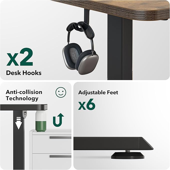 BANTI L-Shaped Standing Desk - 63 x 55 Inch Adjustable Corner Standing Desk with Charging Station - L Shape Sit Stand Table with Memory Controller, Splice Board for Home Office