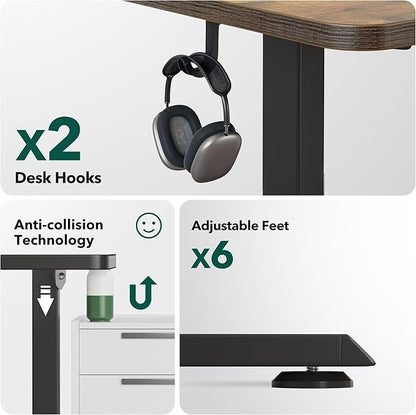 BANTI L-Shaped Standing Desk - 63 x 55 Inch Adjustable Corner Standing Desk with Charging Station - L Shape Sit Stand Table with Memory Controller, Splice Board for Home Office