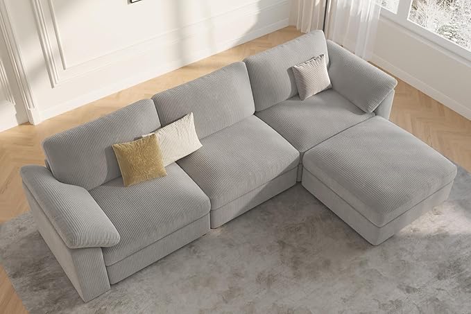 EASE MOOSE Oversized Modular Sectional Sofa, Extra Large L Shape Sectional Cloud Couch,Comfty Deep Modular Sofa with Ottoman，for Living Room