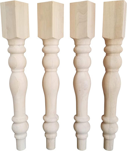 DESIGN 59 Unfinished Cottage Farmhouse Dining Table Legs- Set of 4 Turned Legs inc