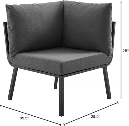 Modway Riverside Outdoor Furniture, 3-Piece Set, Gray Charcoal