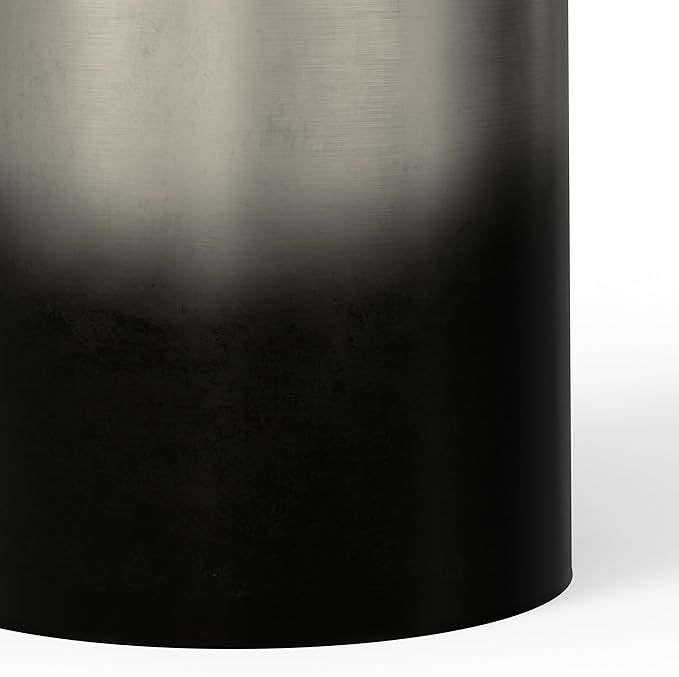 SIMPLIHOME Curtis Industrial 16 Inch Wide Metal Cylinder Accent Table in Ombre Black / Silver, Fully Assembled, For the Living Room and Bedroom