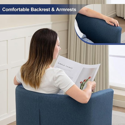 Accent Barrel Chairs Set of 2, Modern Comfy Living Room Chairs with Armrest Small Reading Chair with Cozy Soft Padded for Bedroom Reception Room Cafe, Blue