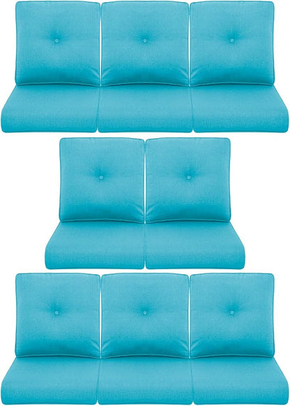 8-Piece Outdoor Patio Cushion Set - Fade & Water Resistant with Removable Olefin Cover, 22x24x4 Inch Memory Foam Cushions for Wicker Sectional Sofa – Teal/Buckle