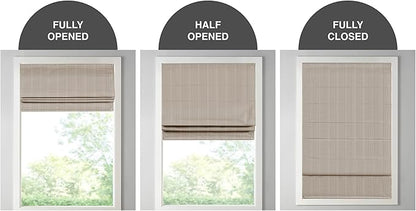 Madison Park Galen Cordless Roman Shade, 23"W x 64"H, Sheen Taupe – Room Darkening, Thermal Insulated, Energy Efficient Window Blind with Subtle Sheen Basketweave Fabric for Privacy