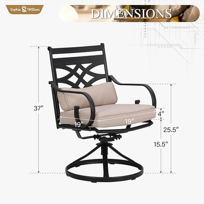Sophia and William Patio Swivel Dining Chairs Set of 2, Outdoor Metal Armchairs, Outdoor Dining Chairs