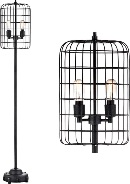 JONATHAN Y JYL4030A Odette 65" Industrial Metal Floor Lamp Industrial,Rustic,Transitional for Bedrooms, Living Room, Office, Reading, Black/Silver