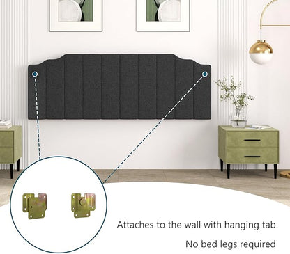 King Size Headboard Only, Linen Wall Mounted Headboard King for Adjustable Bed Modern Upholstered Head Board Easy Assembly, Dark Gray