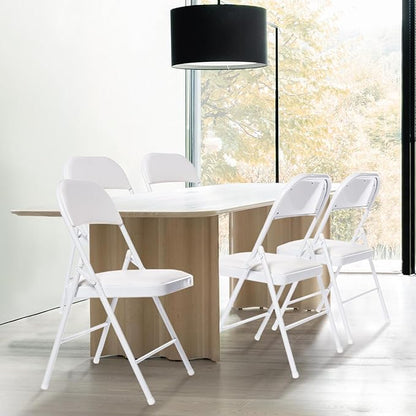 30 Pack Folding Chairs with Padded Seats, Padded Folding Chair with Steel Frame for Events Home Office, Pu Leather Folding Chair White