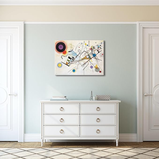 Wieco Art Canvas Wall Art Wassily Kandinsky Composition VIII Large Picture Print of Famous Paintings Canvas Prints Abstract Wall Art for Living Room Home Decor and Wall Decorations