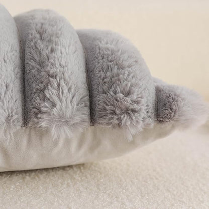 Neelvin Grey Faux Fur Cozy Soft Striped Decorative Throw Pillow Covers 26x26 inch Set of 2,Velvet Pillowcase Cushion Case for Sofa Couch