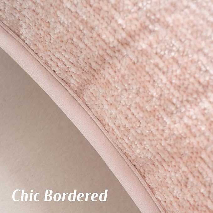 FUTEI Pink Chenille Throw Pillow Covers 26x26 Inch Set of 2,Soft Cozy Bound Edge Design Euro Pillow Sham,Home Decor for Couch Bed Living Room