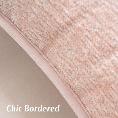 FUTEI Pink Chenille Throw Pillow Covers 22x22 Inch Set of 2,Soft Cozy Bound Edge Design Cushion Case,Home Decor for Couch Bed Living Room
