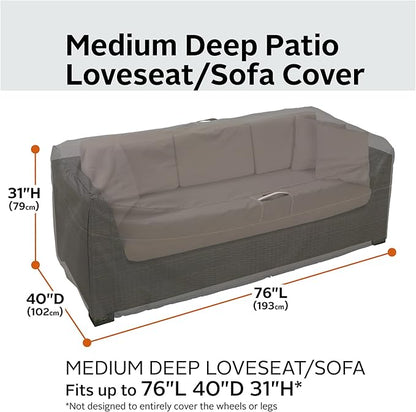 Classic Accessories Ravenna Water-Resistant 76 Inch Deep Seated Patio Loveseat Cover, Patio Furniture Covers