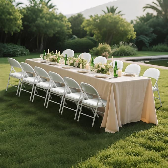 6 Pack White Folding Chairs with Padded Cushion for Outside, Portable Stackable Commercial Metal Foldable Chairs with Steel Frame for Home Events Office Wedding Party, 350lbs Capacity