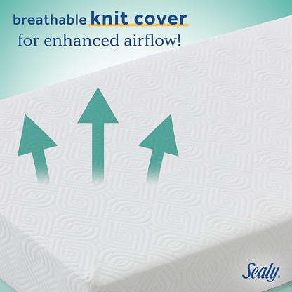 SEALY BABY Refresh Breathable 2 Stage Waterproof Crib Mattress Plus Toddler Bed Fit, Removable Knit Cover, GREENGUARD Gold Certified, Safety & Quality Tested, Made in USA, 52X28 -White