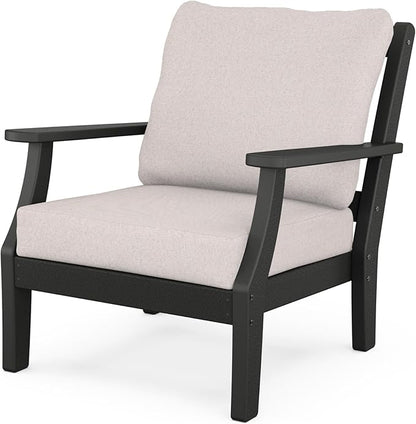 Martha Stewart by POLYWOOD® Chinoiserie Deep Seating Chair in Black/Dune Burlap