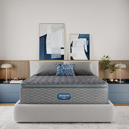 Beautyrest Days End Plush Pillow Top 14.75" Mattress - Twin - Cooling Tech, Supportive Durable Pocketed Coils, Pressure Relief, Motion Separation; 100 Night Sleep Trial and 10 Year Warranty