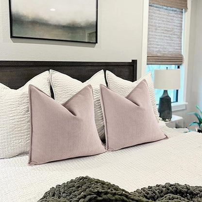 ZWJD Dusty Pink Pillow Covers 24x24 Set of 2 Chenille Throw Pillow Covers with Elegant Design Soft and Luxurious Decorative Throw Pillows for Couch, Bed, and Home Decor