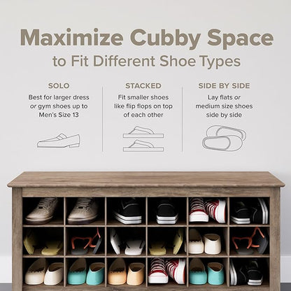 Prepac Elegant Black Shoe Storage Cabinet, Space-Saving Solution with Cubbies for 36 Pairs, 13"D x 23.5" W x 72.5" H