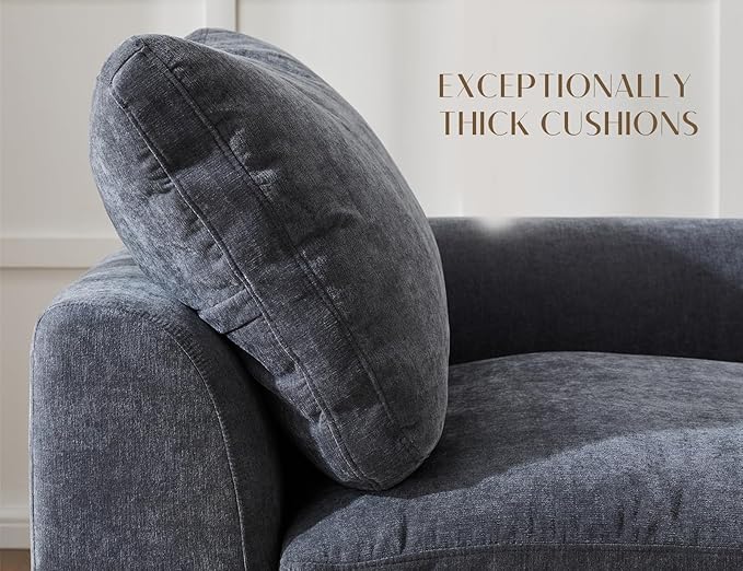 Oversized Cloud Sectional Couches for Living Room, Boneless U Shaped Couch with Ottoman, 4 Seater Modular Sectional Sofa, Dark Grey