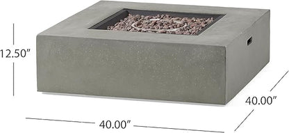 Christopher Knight Home Cape Coral Outdoor Aluminum Chat Set with Fire Table, Khaki / Light Grey