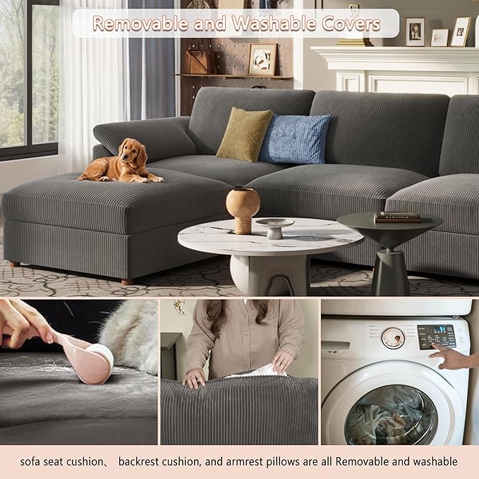 EASE MOOSE Modular Sectional Sofa,Oversized U Shape Sectional Couch with Ottoman,Wide Deep Modular Cloud Couch,Removable Cover
