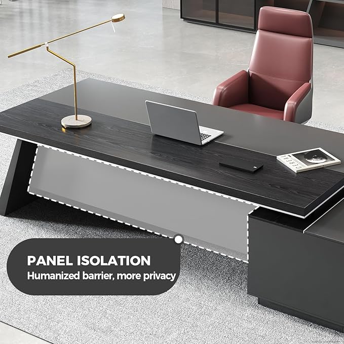 L Shape Executive Desk with Drawers – Modern Large Office Desk for Home Office, Spacious Computer Workstation with Storage Cabinets, Black Finish (Black/Left, 79" L * 63" W * 30" H)