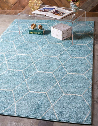 Unique Loom Trellis Frieze Collection Area Rug - Geometric (5' 1" x 8', Light Blue/ Ivory)