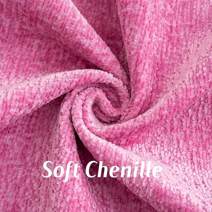 FUTEI Hot Pink Chenille Throw Pillow Covers 20x20 Inch Set of 2,Soft Cozy Bound Edge Design Cushion Case,Home Decor for Couch Bed Living Room