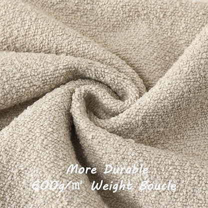 FUTEI Pack of 2 Beige Decorative Throw Pillow Covers 24x24 Inch Soft Cozy Solid Boucle Textured European Cushion Case,Modern Home Decor for Couch Bed Living Room