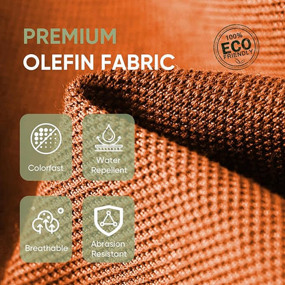 Outdoor Chair Cushion Set of 2, Water-repellent Outdoor Seat Cushions 25x22 , Patio Chair Cushions for Outdoor Furniture, Couch Cushion Replacement, Include 2 Back & 2 Seat Cushions, Button/Orange
