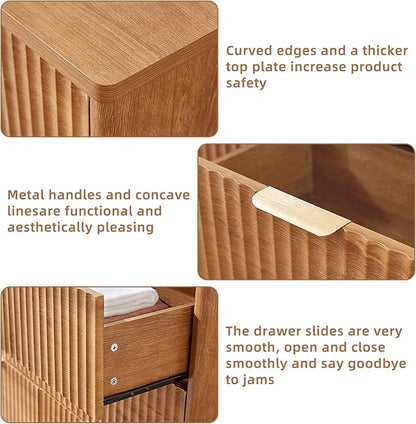 LEYAOYAO Fluted 6 Drawers Dresser for Bedroom, 48" Wide Modern Chest of Drawers with Metal Handle, Brown Curved Profile Farmhouse Closet Organizer Wood Dressers TV Stand for Living Room, Hallway