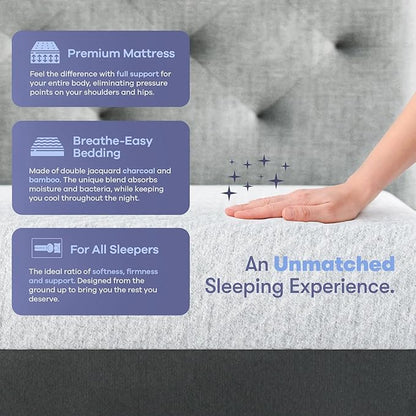 Celestial Sleep Gel Memory Foam Mattress in a Box, Made in The USA, CertiPUR-US® Certified Foam, Oeko-Tex, and Fiberglass-Free Certified Bed, 10 inch Medium - TwinXL