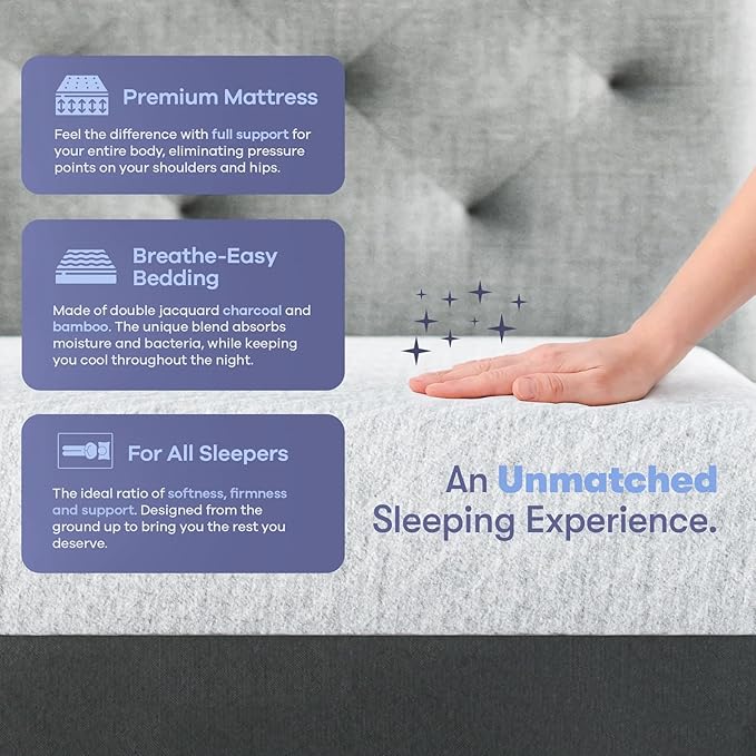 Celestial Sleep Gel Memory Foam Mattress in a Box, Made in The USA, CertiPUR-US® Certified Foam, Oeko-Tex, and Fiberglass-Free Certified Bed, 8 inch Firm - Split King