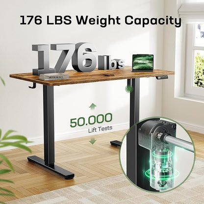 Electric Standing Desk with One-Piece Desktop,48 x 30 inch Height Adjustable Office Gaming Computer Desk with Tabletop, Home Office Stand up Desk with 4 Memory Presets, table for Bedroom(2 Packages)