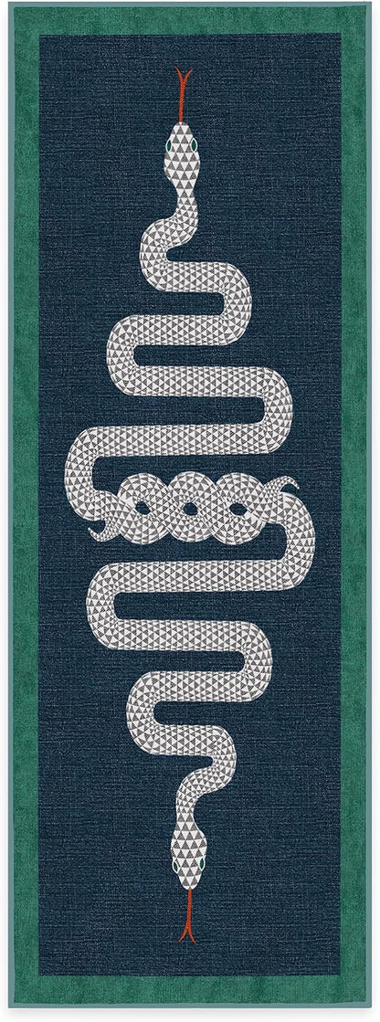 RUGGABLE x Jonathan Adler Machine Washable Modern Runner Rug – Venom Sapphire 2.5x7, Stain-Resistant, Non-Slip – Washable Rug for Hallway, Entryway, Living Room & Kitchen–with Standard Pad