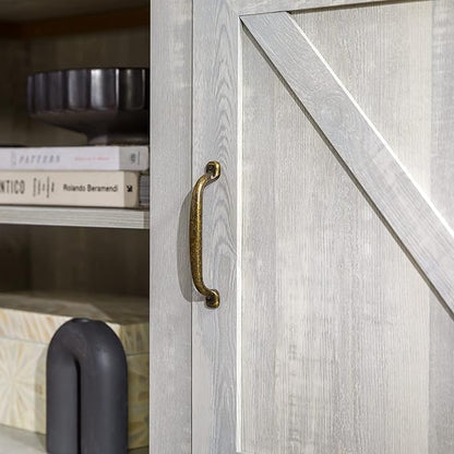 Walker Edison Georgetown Modern Farmhouse Double Barn Door TV Stand for TVs up to 80 Inches, 70 Inch, Stone Grey
