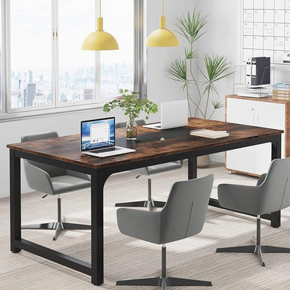 Tribesigns Modern Computer Desk, 70.8 x 35.4 inch Large Executive Office Desk Computer Table Study Writing Desk Workstation for Home Office,Rustic/Black