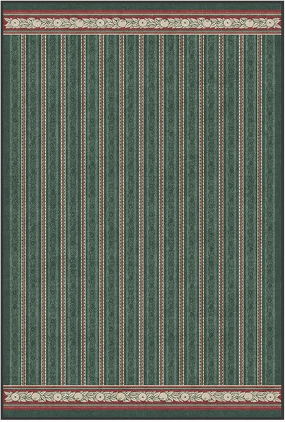 RUGGABLE x Morris & Co Machine Washable Area Rug – Fruit Stripe Spruce Green 4x6, Stain-Resistant, Non-Slip – Medium Rugs for Living Room, Bedroom, Hallway, Entryway & Office–with Cushioned Pad