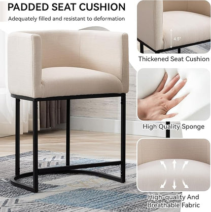 Bar Stools Set of 4, 24" Upholstered Counter Height Bar Stools, Modern Counter Stools with Metal Base for Kitchen Island Dining Room Bar, Cream