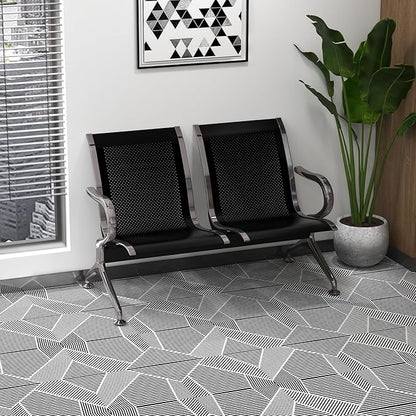 Kinsuite Reception Room Chair - 2 Seat Metal Waiting Room Chairs, Office Guest Chairs & Reception Seat for Office Bank, Hospital, Airport, Black