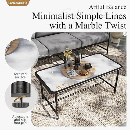 Sophia & William Modern Patio Furniture Set Outdoor Conversation Set with Thick Cushion and Large Seat for 5, Minimalist Simple Coffee Table Adjustable for Pool Garden Backyard Porch